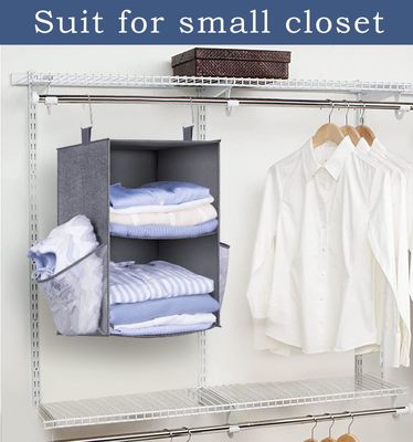 KEETDY 2-Shelf Small Hanging Closet Organizers and Storage with 2 Large Shoe Pockets Hanging Shelves Organizer for