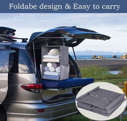 KEETDY 2-Shelf Small Hanging Closet Organizers and Storage with 2 Large Shoe Pockets Hanging Shelves Organizer for